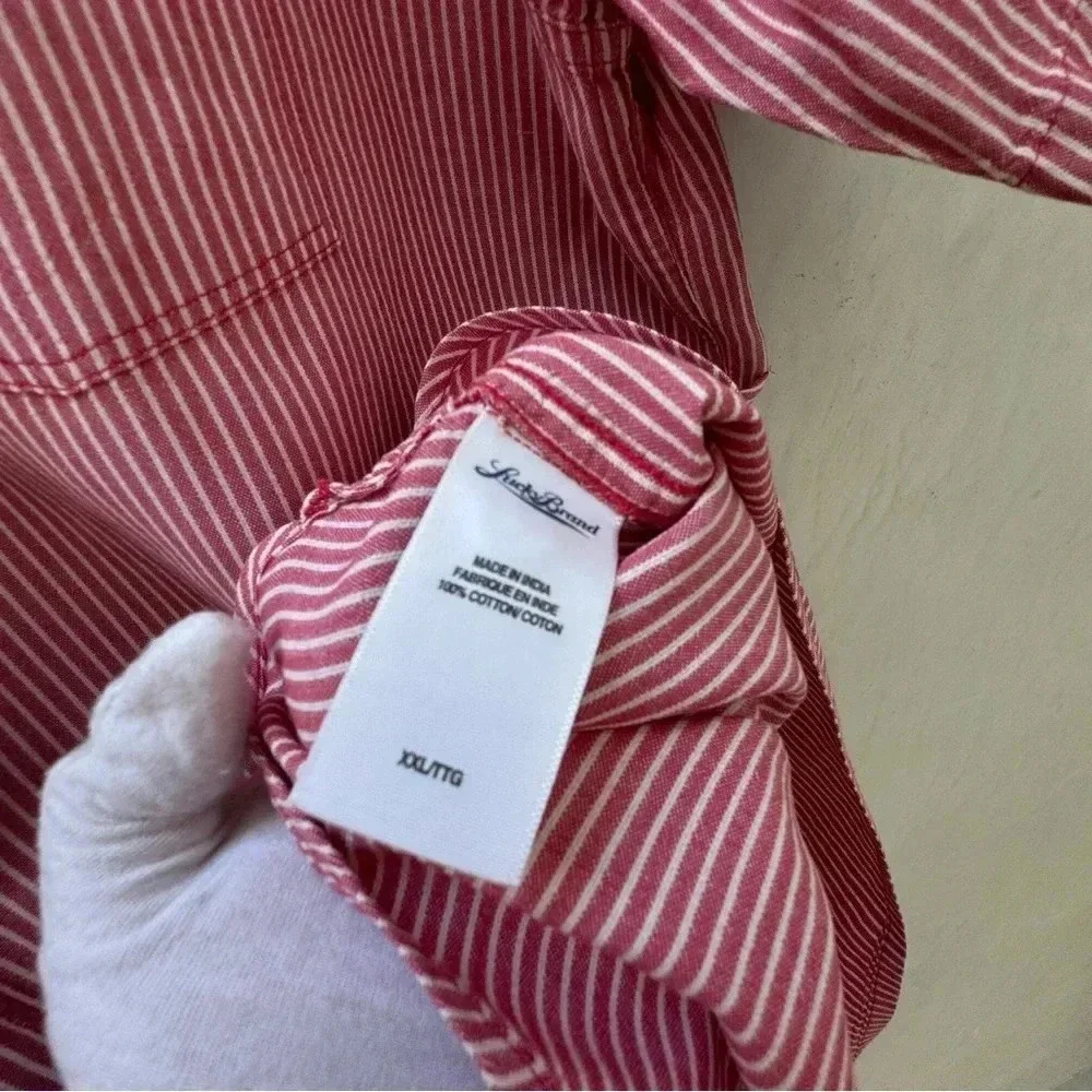 Lucky Brand || Men's Shop Chore Shirt Hearty Cotton Red & Cream XX-Large - Picture 6 of 10